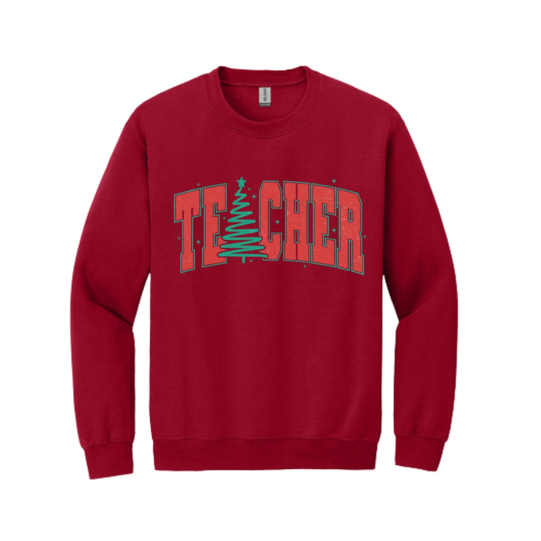 Holiday Crewneck Sweatshirt-Festive “Teacher” Christmas Apparel – Perfect Holiday Gift for Educators