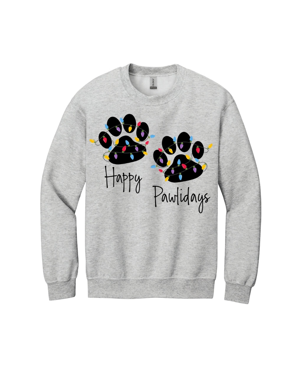 “Happy Pawlidays Festive Paw Print Lights Design”