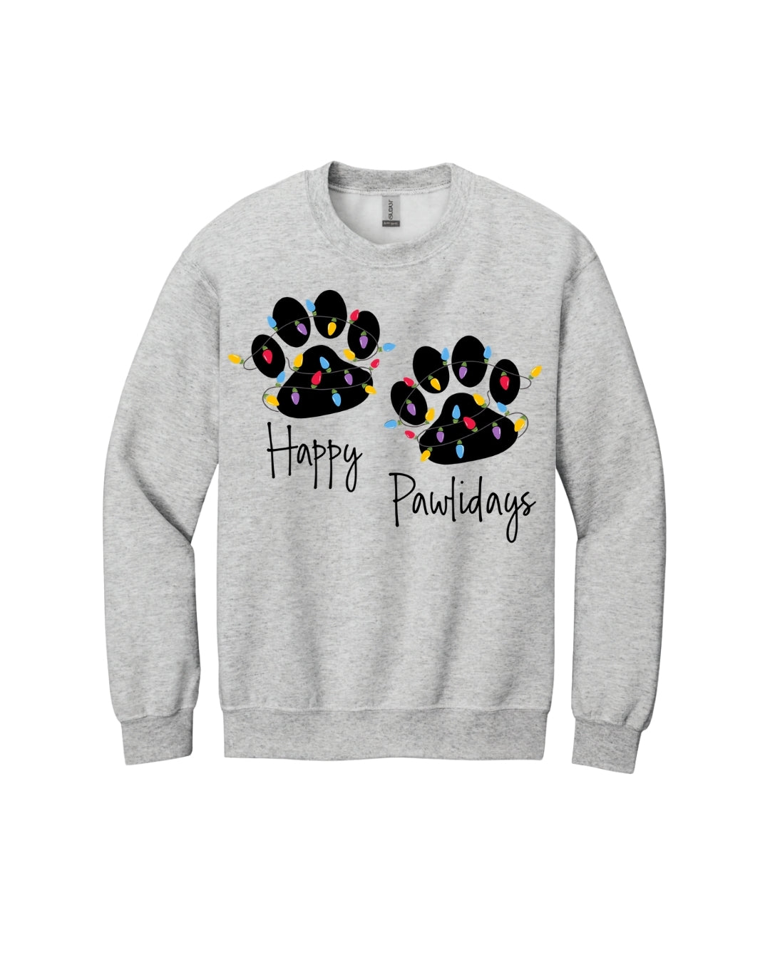 “Happy Pawlidays Festive Paw Print Lights Design”