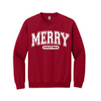 Holiday Crewneck Sweatshirt-Bold “Merry Christmas” Holiday Apparel – Classic Varsity Style Christmas Design