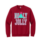 Holiday Crewneck Sweatshirt-Holly Jolly Gingham Christmas