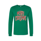Holiday Long Sleeves- “Merry Christmas” Glitter Script Design