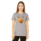 Merry & Furry Tees:Reindeer Golden Retriever Christmas Design – Cute Holiday Dog Graphic