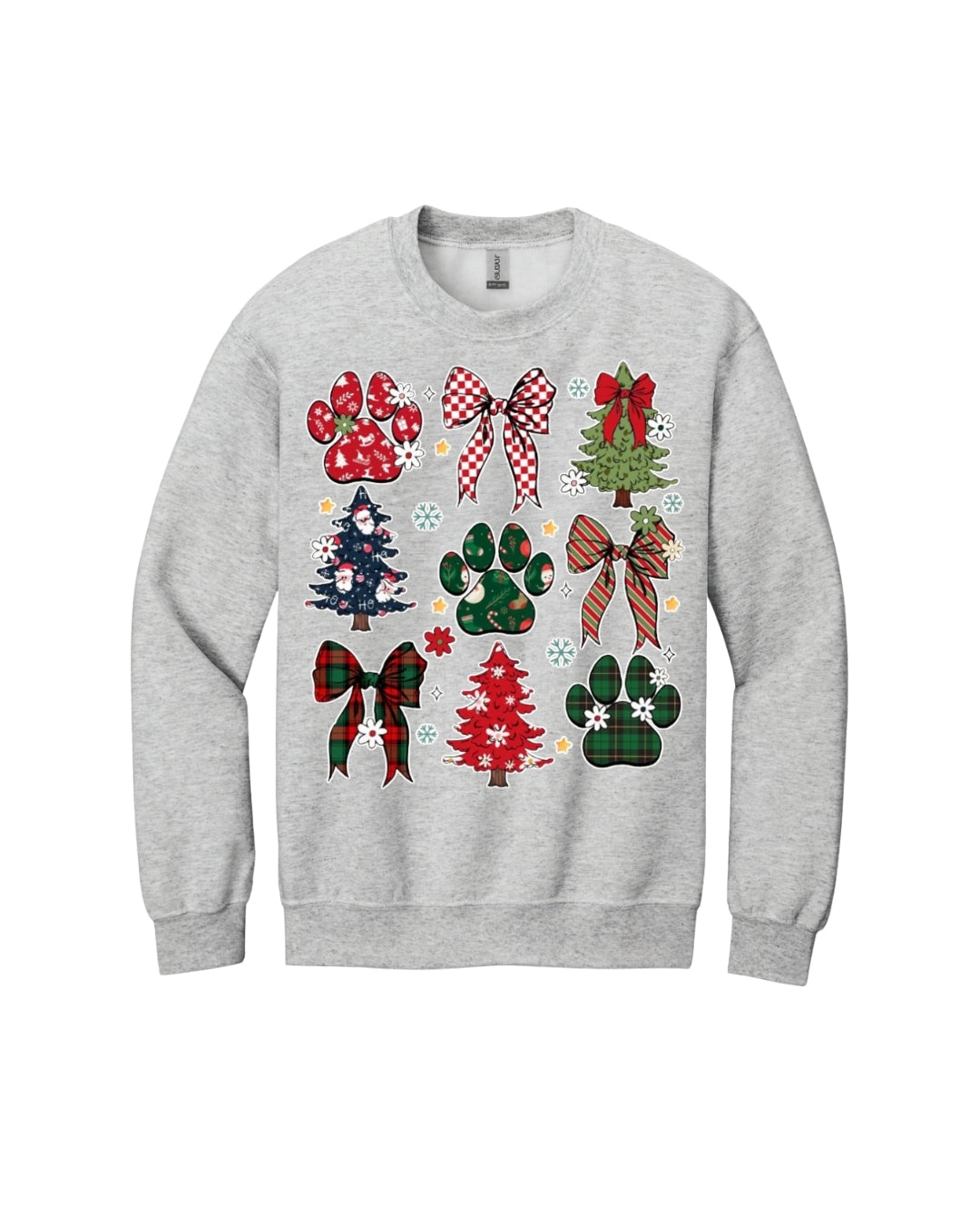 Festive Paw Prints and Christmas Trees