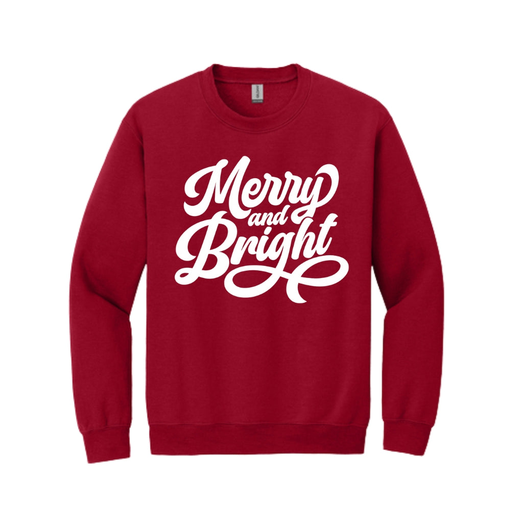 Holiday Crewneck Sweatshirt- Merry and Bright Holiday Graphic