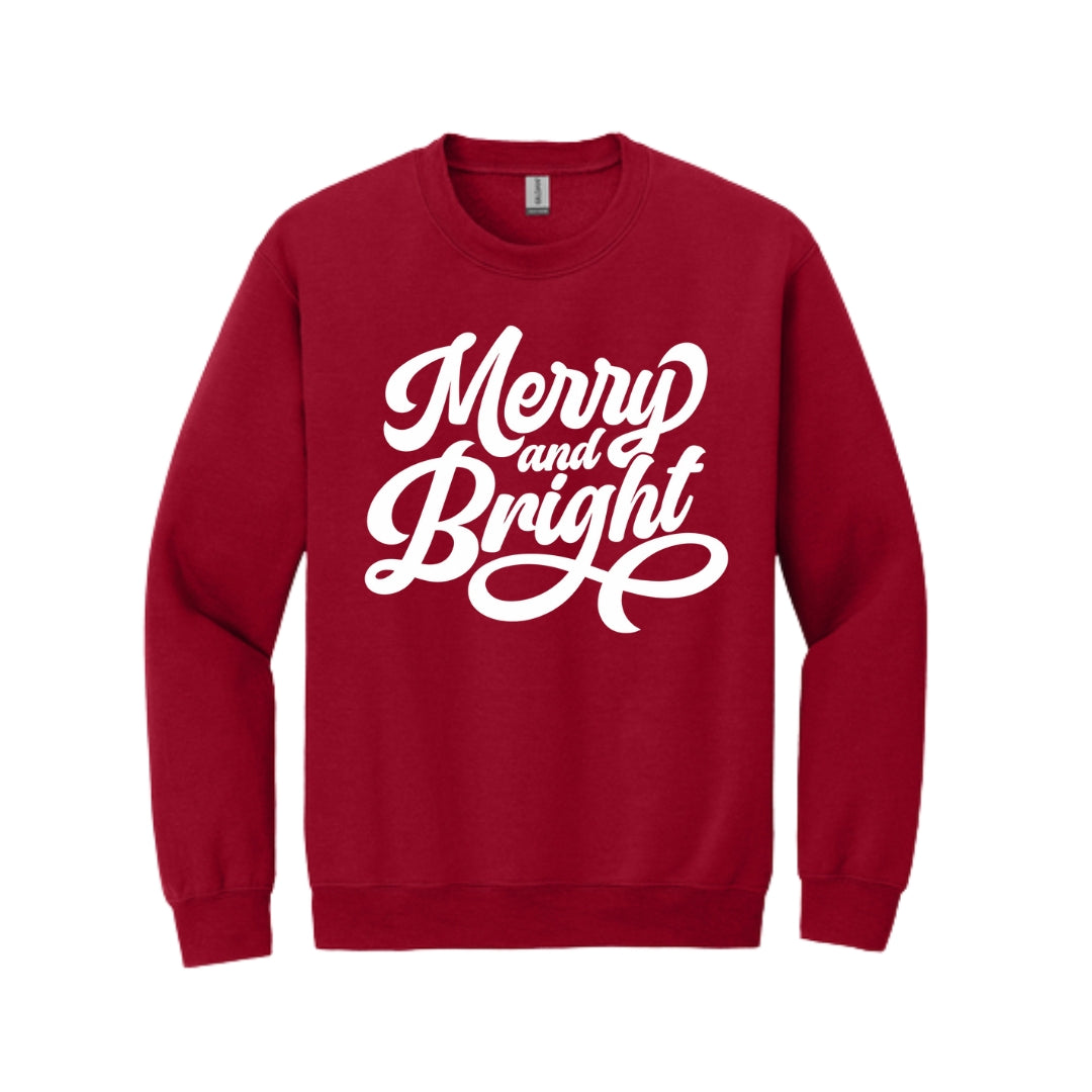 Holiday Crewneck Sweatshirt- Merry and Bright Holiday Graphic
