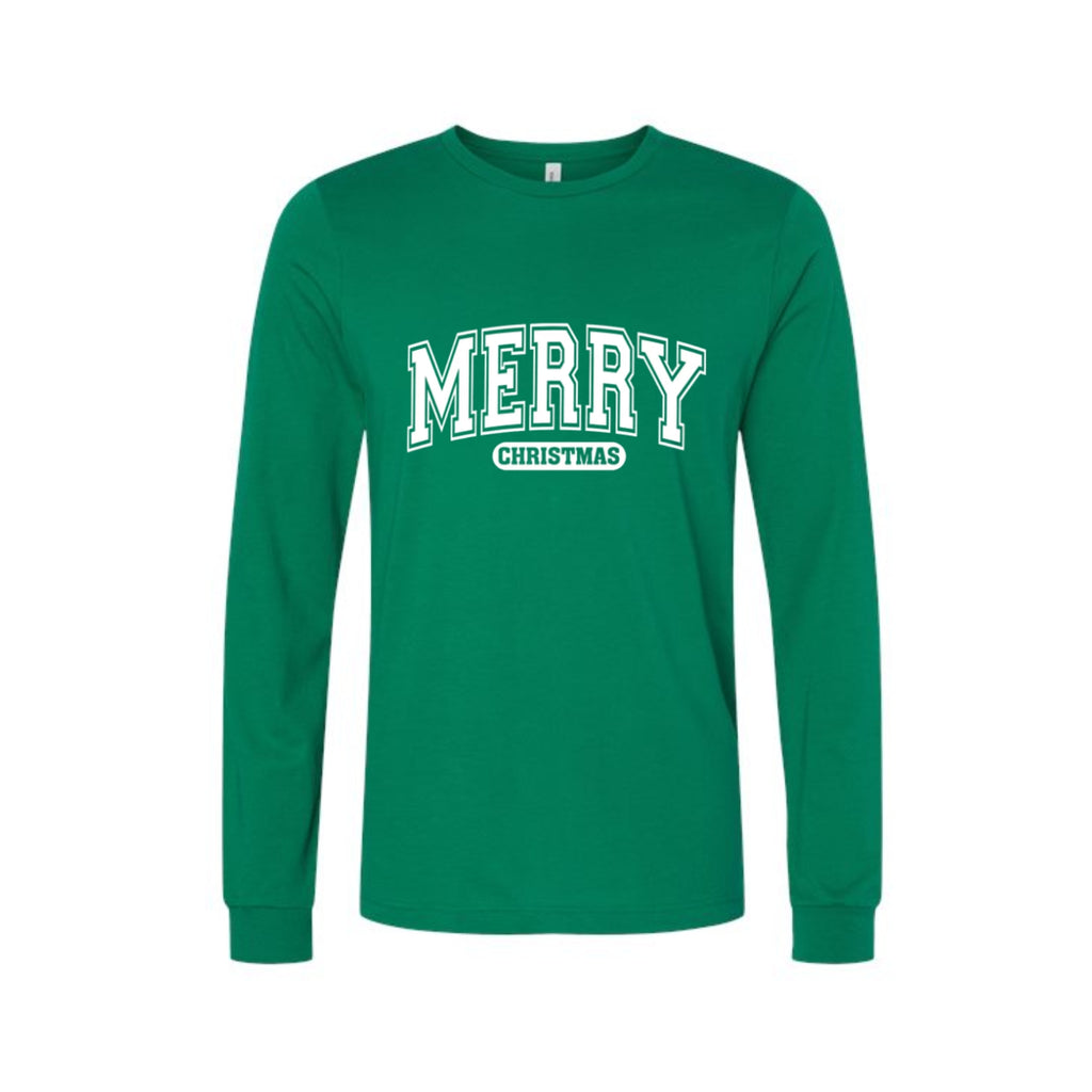 Minimalist Holiday Long Sleeves- Merry Christmas Graphic Apparel