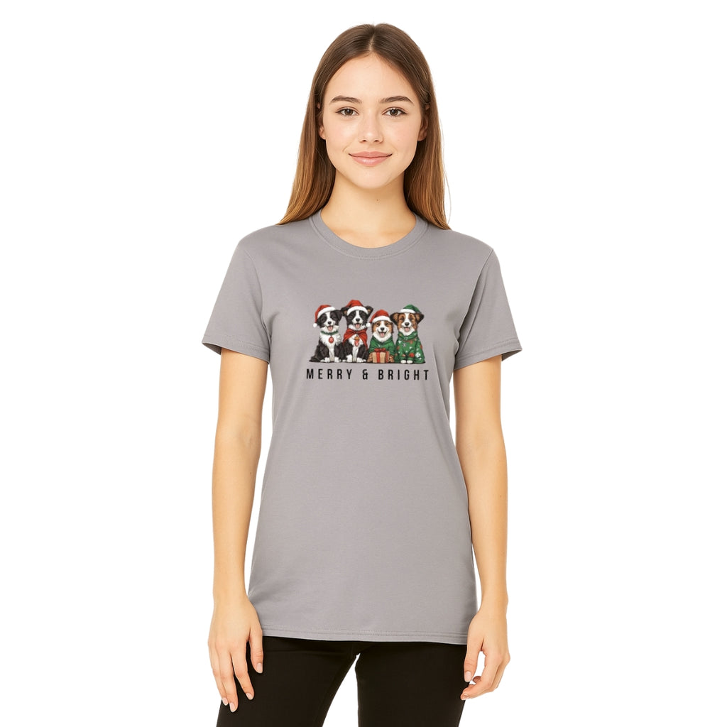 Merry & Furry Tees: Merry & Bright Border Collie Christmas Design – Festive Holiday Dog Lover Gift