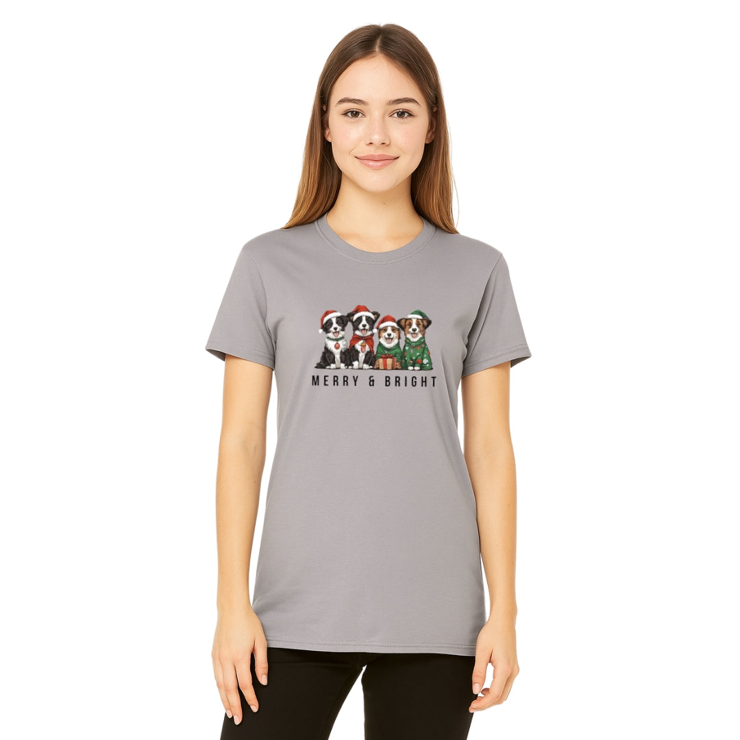 Merry & Furry Tees: Merry & Bright Border Collie Christmas Design – Festive Holiday Dog Lover Gift