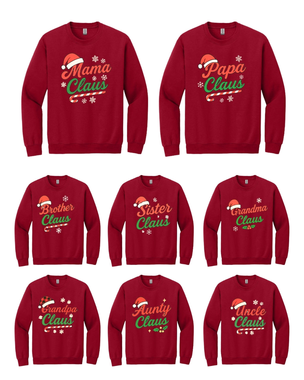 Holiday Crewneck Sweatshirt- Family Claus Christmas Apparel Collection – Matching Holiday Outfits for the Whole Family
