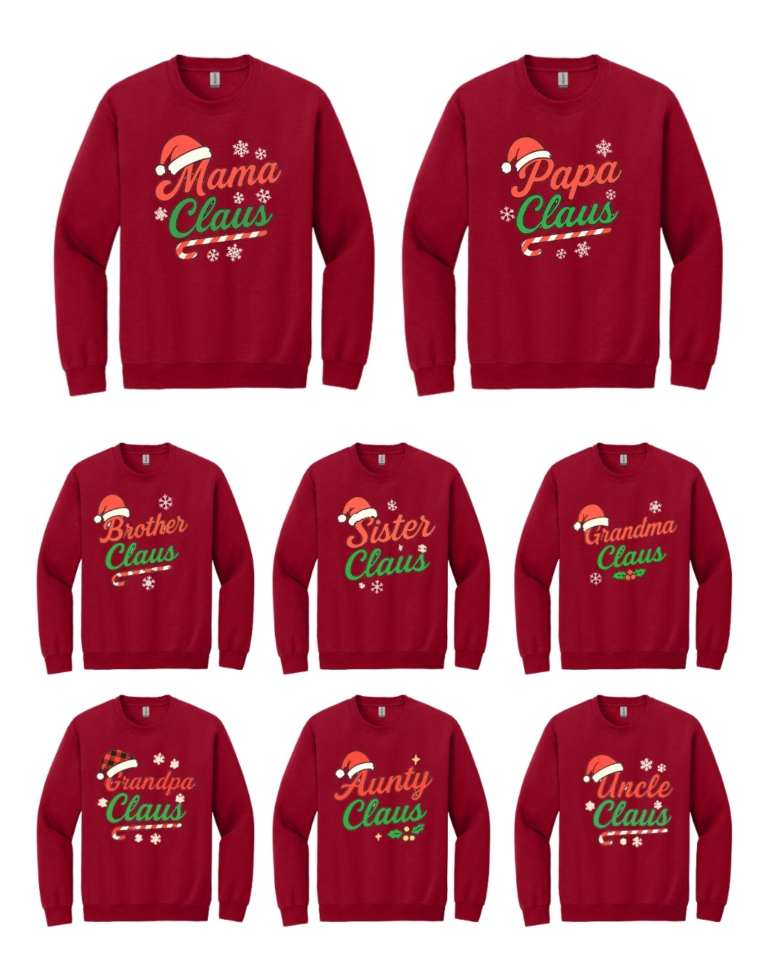 Holiday Crewneck Sweatshirt- Family Claus Christmas Apparel Collection – Matching Holiday Outfits for the Whole Family