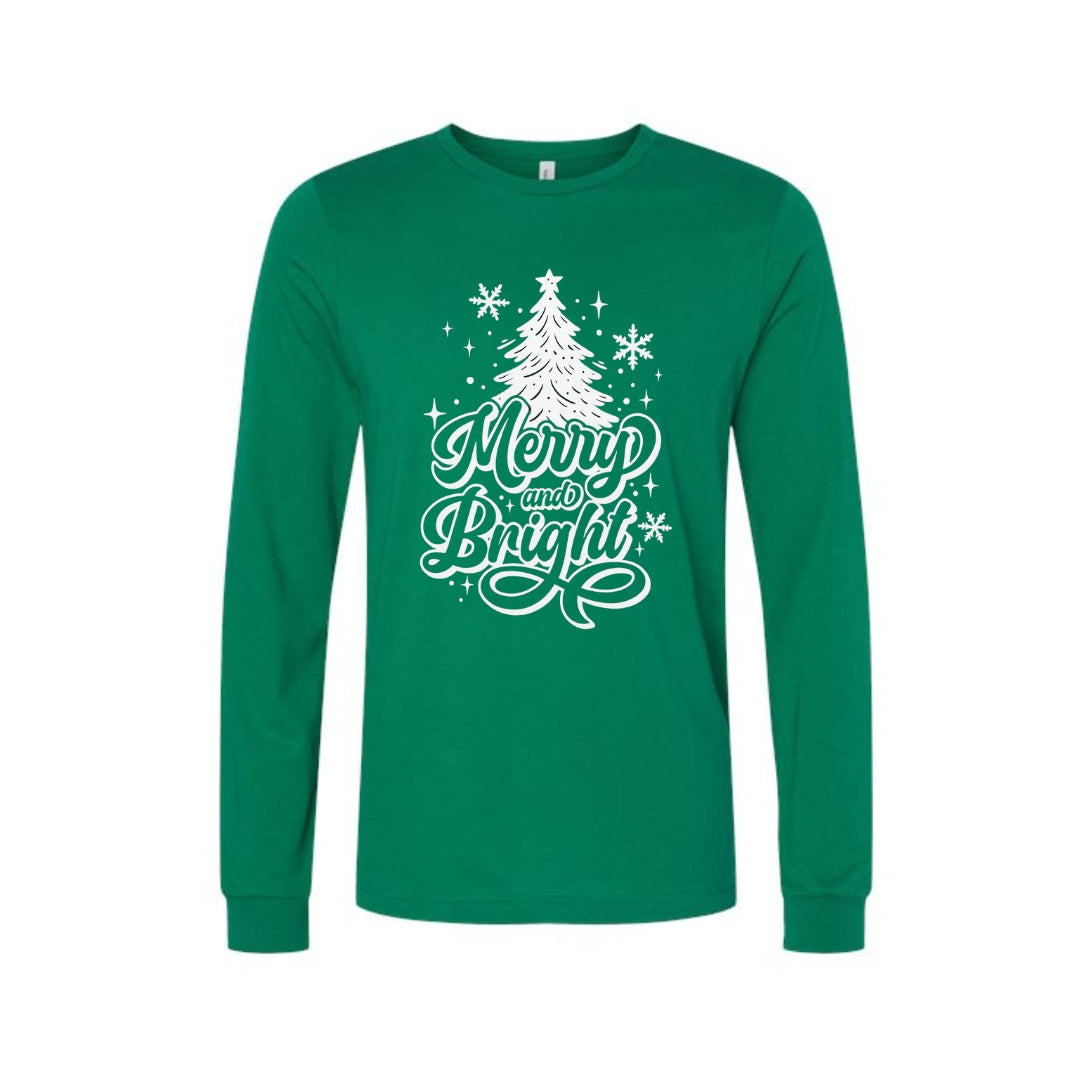 Holiday Long Sleeves- - Merry and Bright” Christmas Tree Design