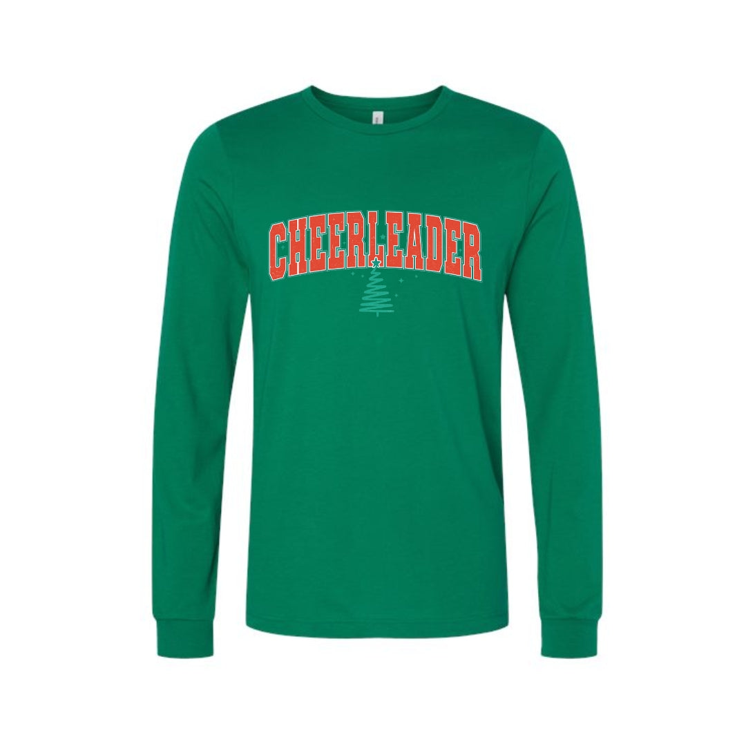 Holiday Long Sleeves- Festive “Cheerleader” Christmas Apparel – Perfect Holiday Spirit Wear for Cheer Teams