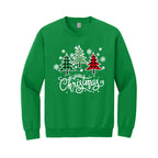 Holiday Crewneck Sweatshirt-Merry Christmas 3 Graphic Trees