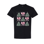 Holiday Shirt -Pink Bow Christmas Trees Graphic