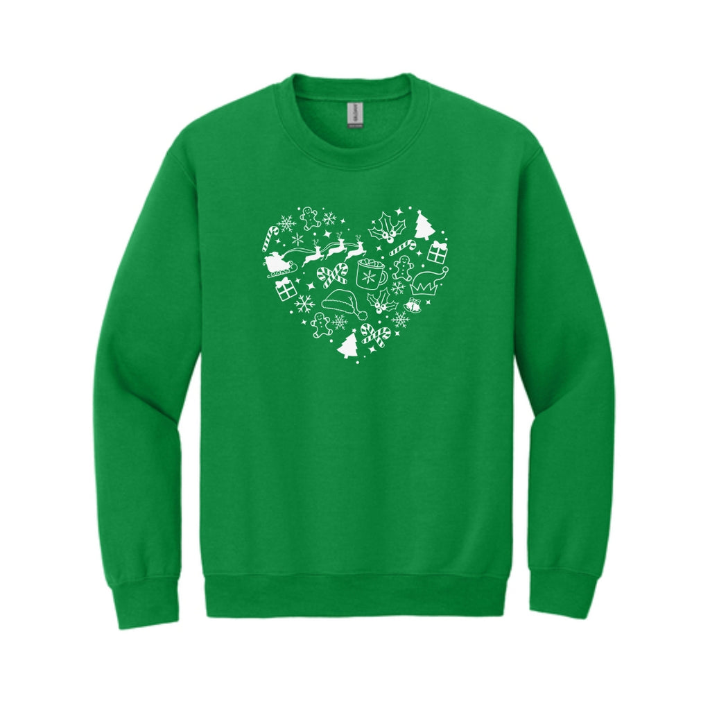 Holiday Crewneck Sweatshirt-Festive Heart Christmas Icons