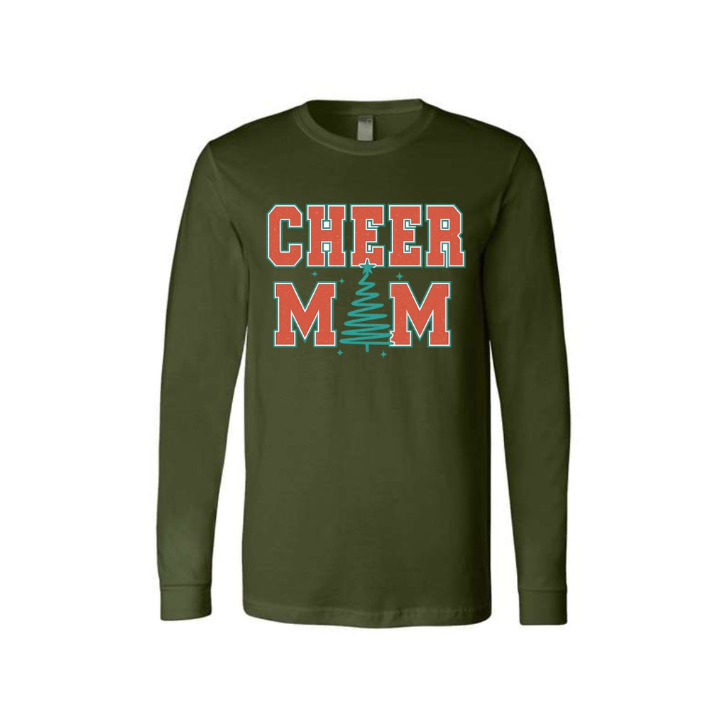 Holiday Long Sleeves- Festive “Cheer Mom” Christmas Apparel – Perfect Holiday Spirit Wear for Cheer Moms