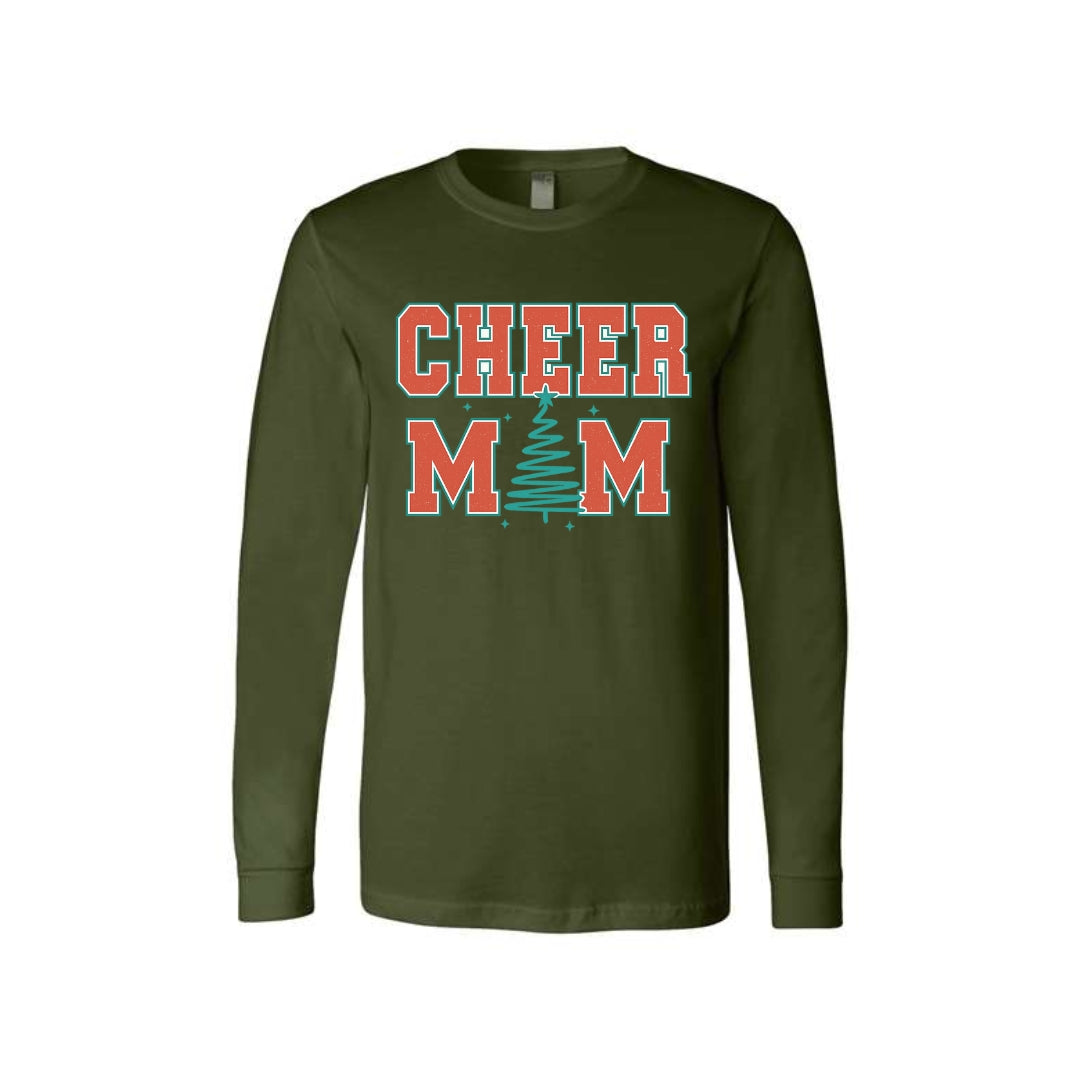Holiday Long Sleeves- Festive “Cheer Mom” Christmas Apparel – Perfect Holiday Spirit Wear for Cheer Moms
