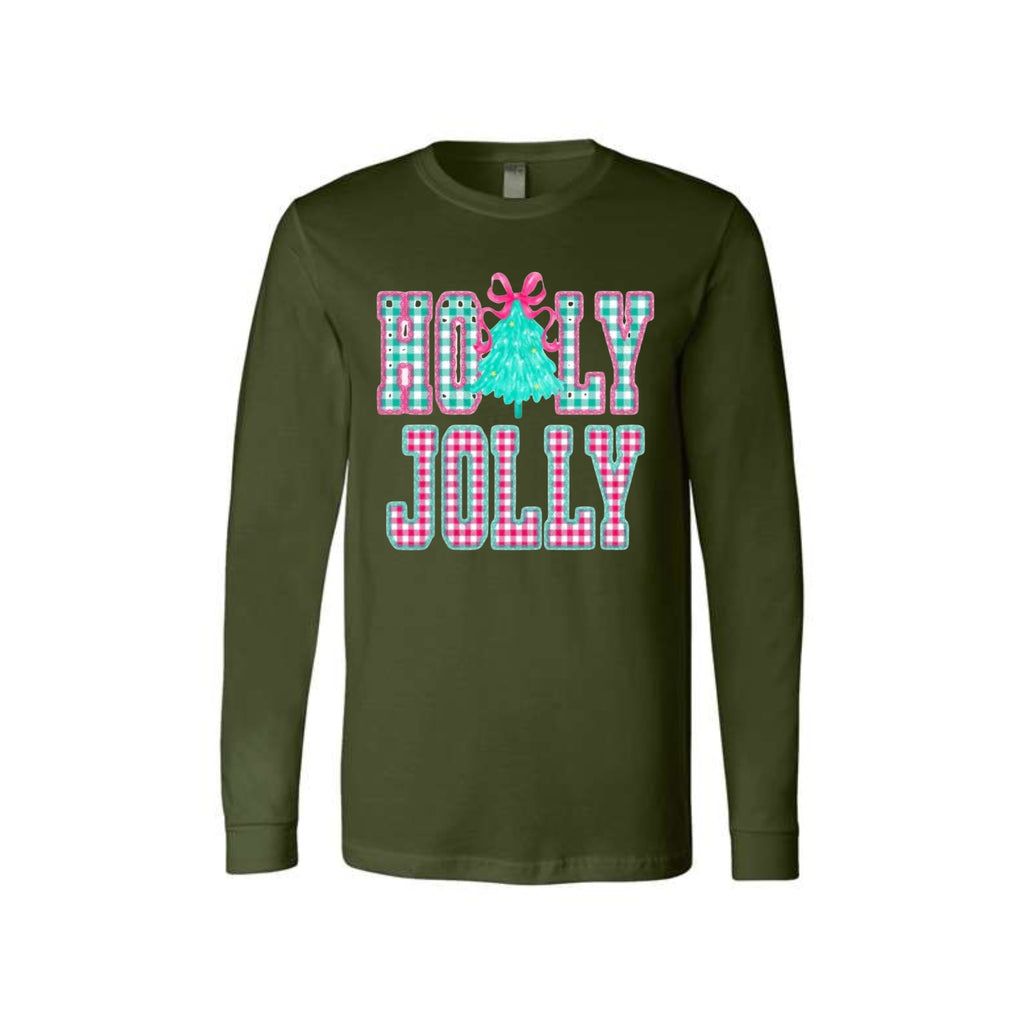Holiday Long Sleeves-Holly Jolly Gingham Christmas