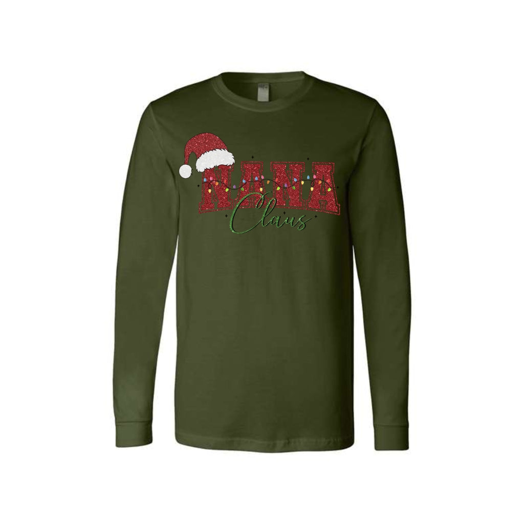 Holiday Long Sleeves- Nana Claus Christmas Apparel – Festive Holiday Outfit for Proud Nanas