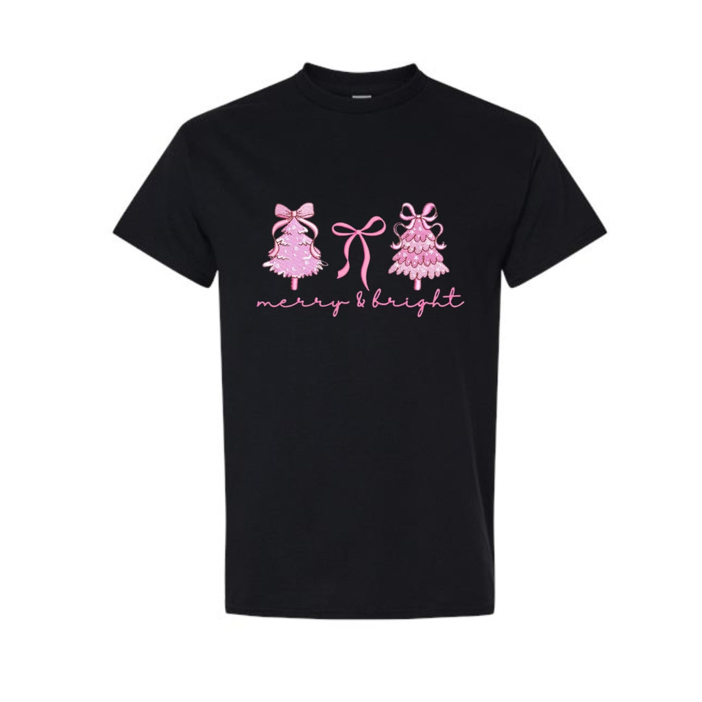Holiday Shirt - Merry & Bright Pink Christmas Graphic
