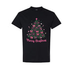 Holiday Shirt -Merry Christmas Pink Bow Tree Graphic