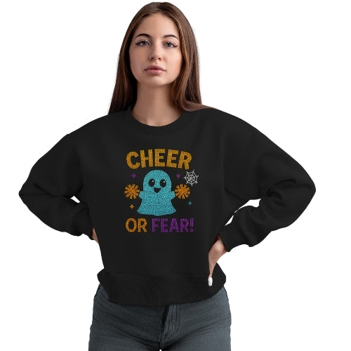 Rhinestone “Cheer or Fear” Ghost Sweatshirt