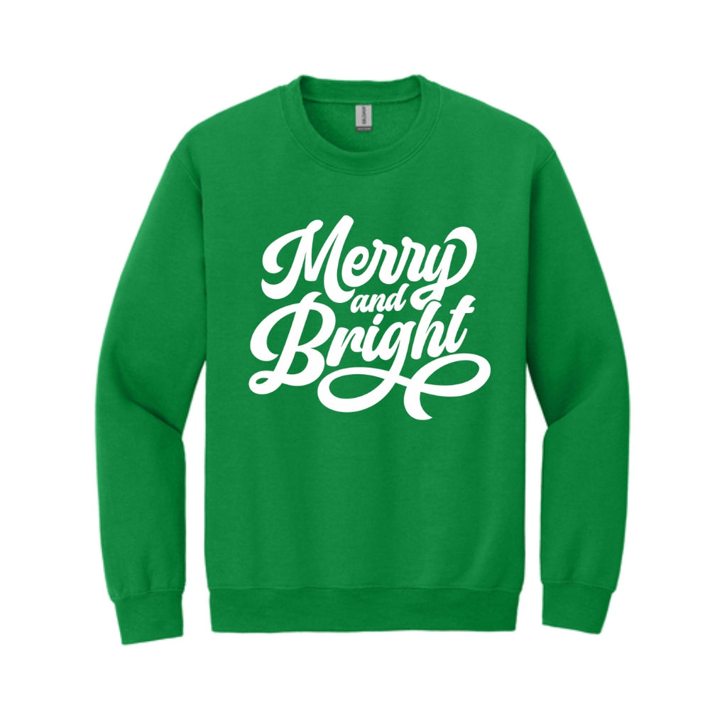 Holiday Crewneck Sweatshirt- Merry and Bright Holiday Graphic