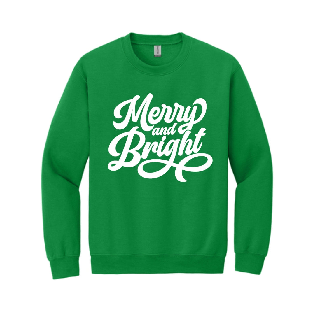 Holiday Crewneck Sweatshirt- Merry and Bright Holiday Graphic