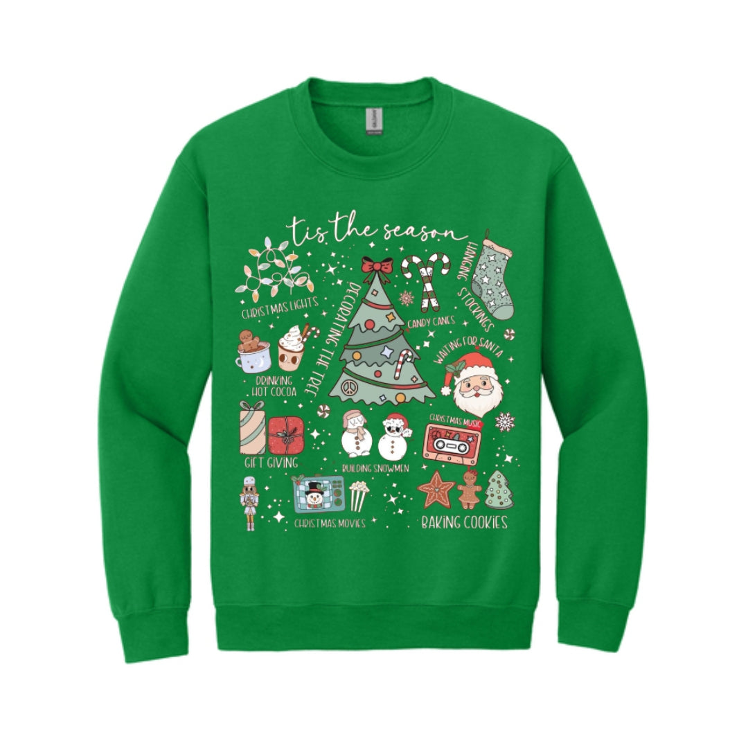 Holiday Crewneck Sweatshirt- Tis the Season’ Christmas Icons