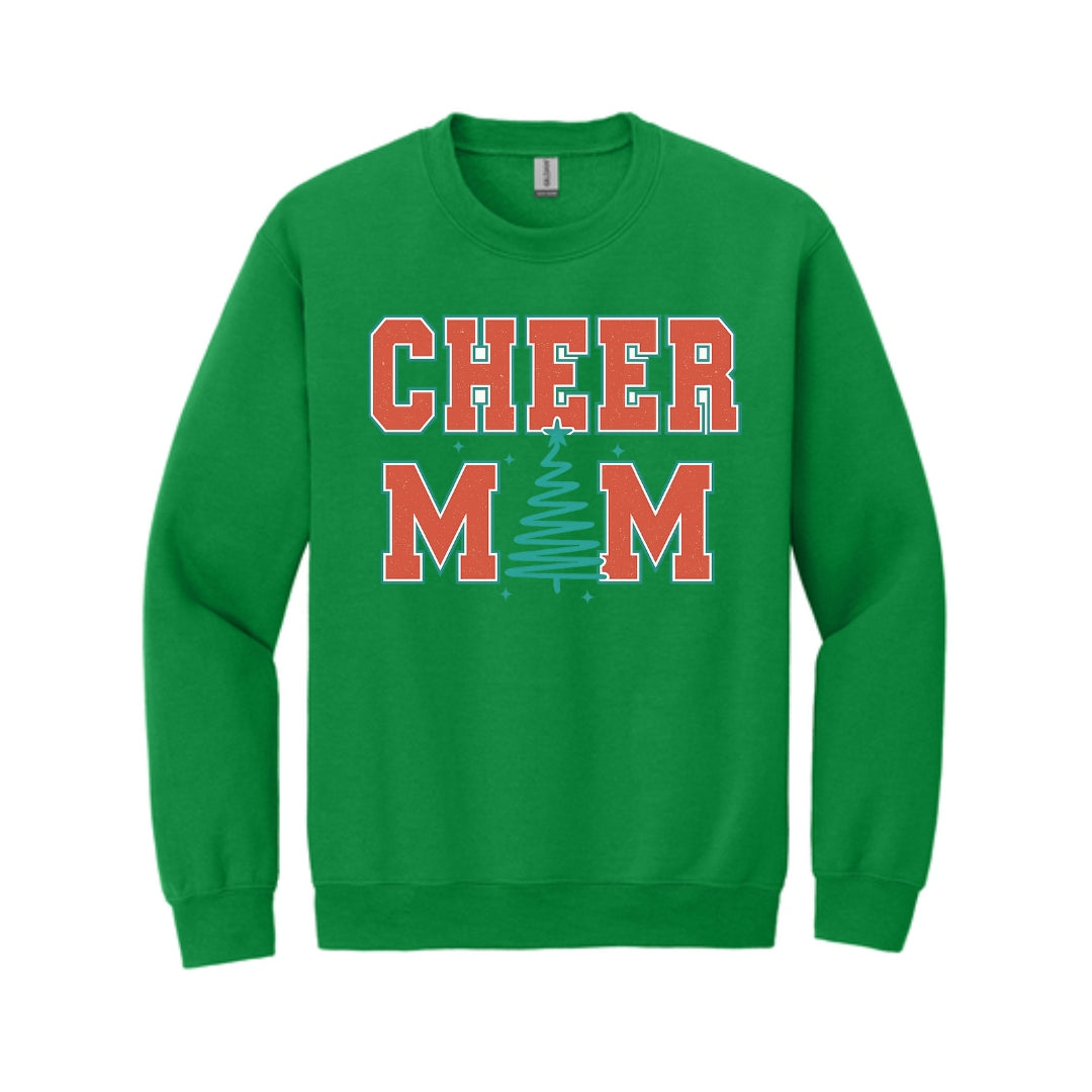 Holiday Crewneck Sweatshirt-Festive “Cheer Mom” Christmas Apparel – Perfect Holiday Spirit Wear for Cheer Moms
