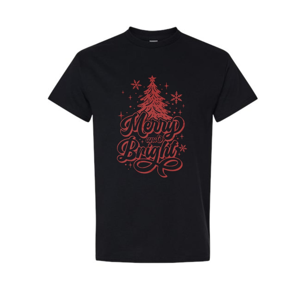 Minimalist Holiday Shirt - Merry and Bright” Christmas Tree Design