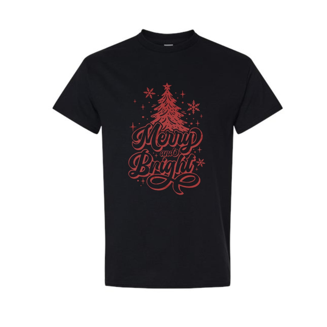 Minimalist Holiday Shirt - Merry and Bright” Christmas Tree Design