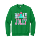 Holiday Crewneck Sweatshirt-Holly Jolly Gingham Christmas