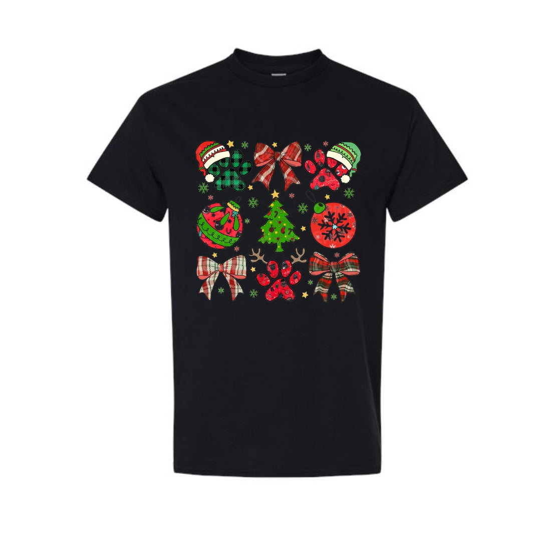 Christmas Tee for Pet Parents : Paw Print Christmas Apparel – Festive Dog Lover Holiday Gift