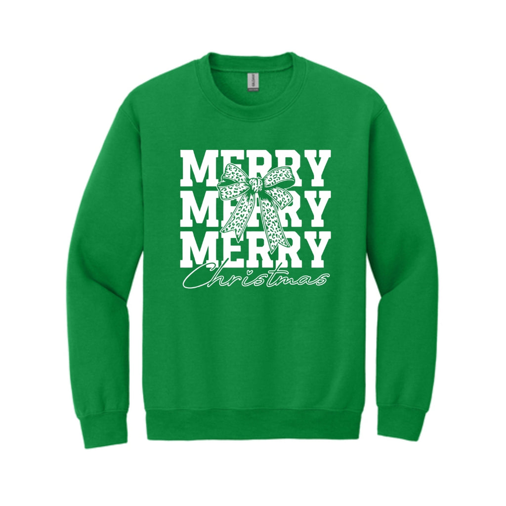 Holiday Crewneck Sweatshirt- Merry Merry Merry Christmas Graphic