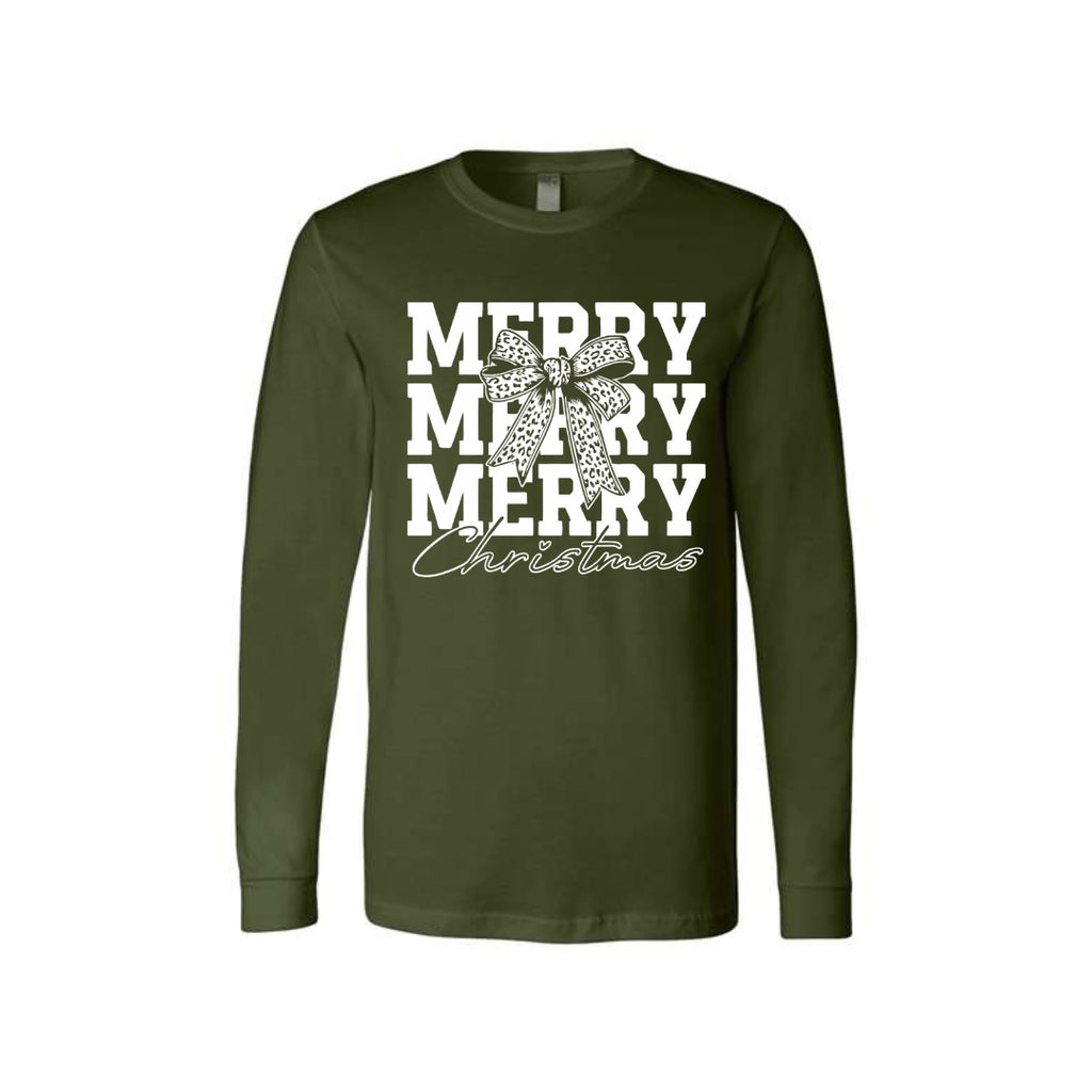 Holiday Long Sleeves-Merry Merry Merry Christmas Graphic