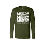 Holiday Long Sleeves-Merry Merry Merry Christmas Graphic