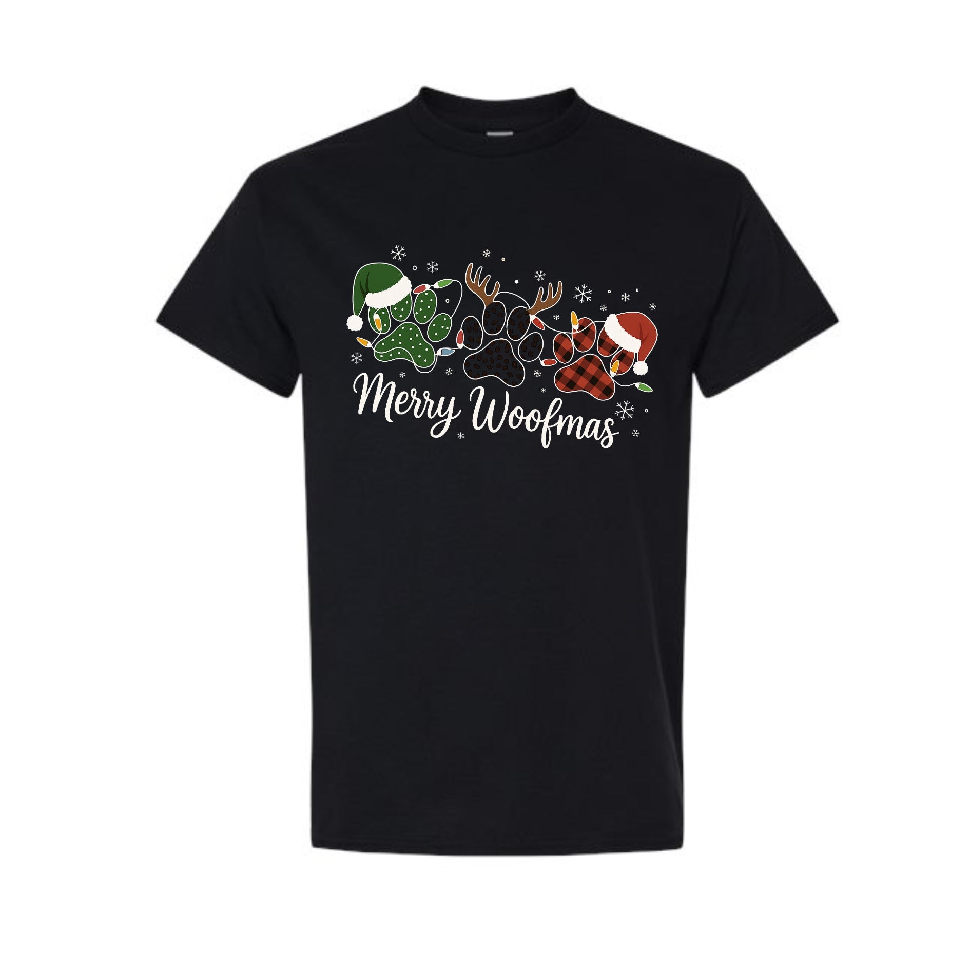 Christmas Tee for Pet Parents : Merry Woofmas Paw Print Apparel – Festive Dog Lover Christmas Gift