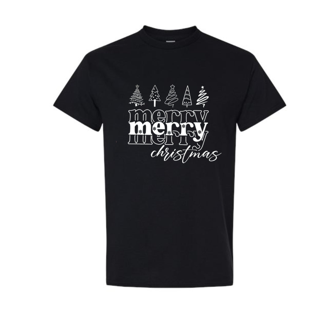 Minimalist Holiday Shirt - Merry Merry Christmas Graphic Tee