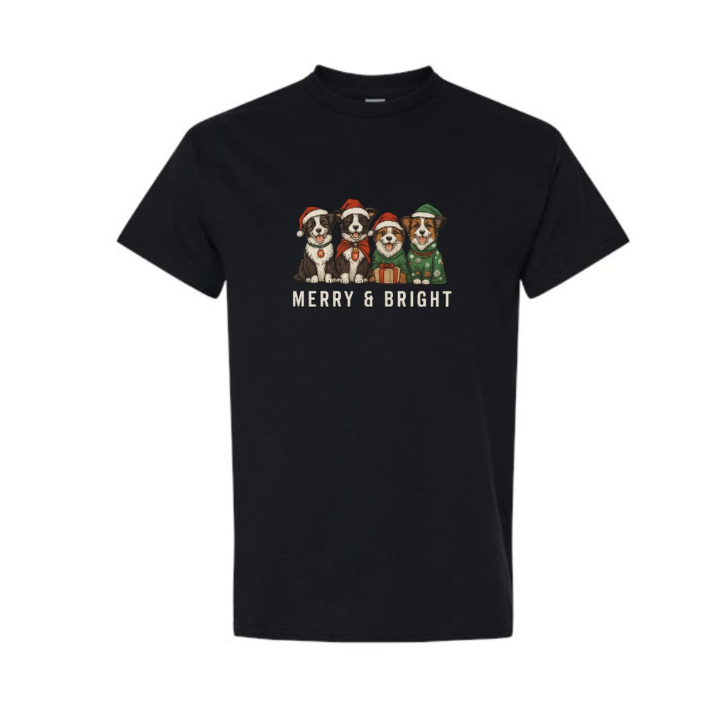 Merry & Furry Tees: Merry & Bright Border Collie Christmas Design – Festive Holiday Dog Lover Gift
