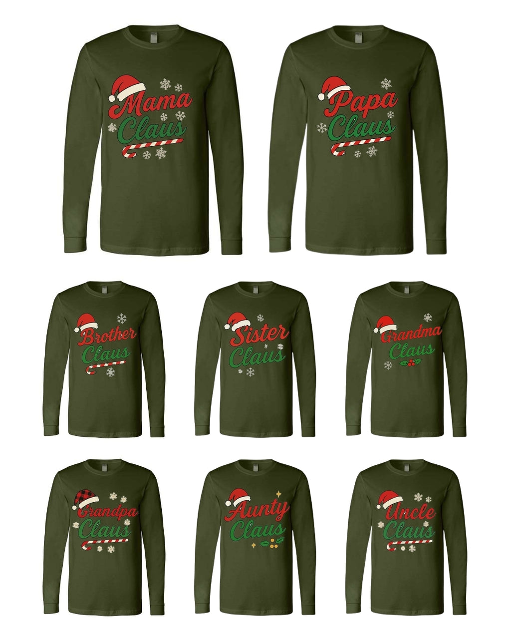 Holiday Long Sleeves- Family Claus Christmas Apparel Collection – Matching Holiday Outfits for the Whole Family