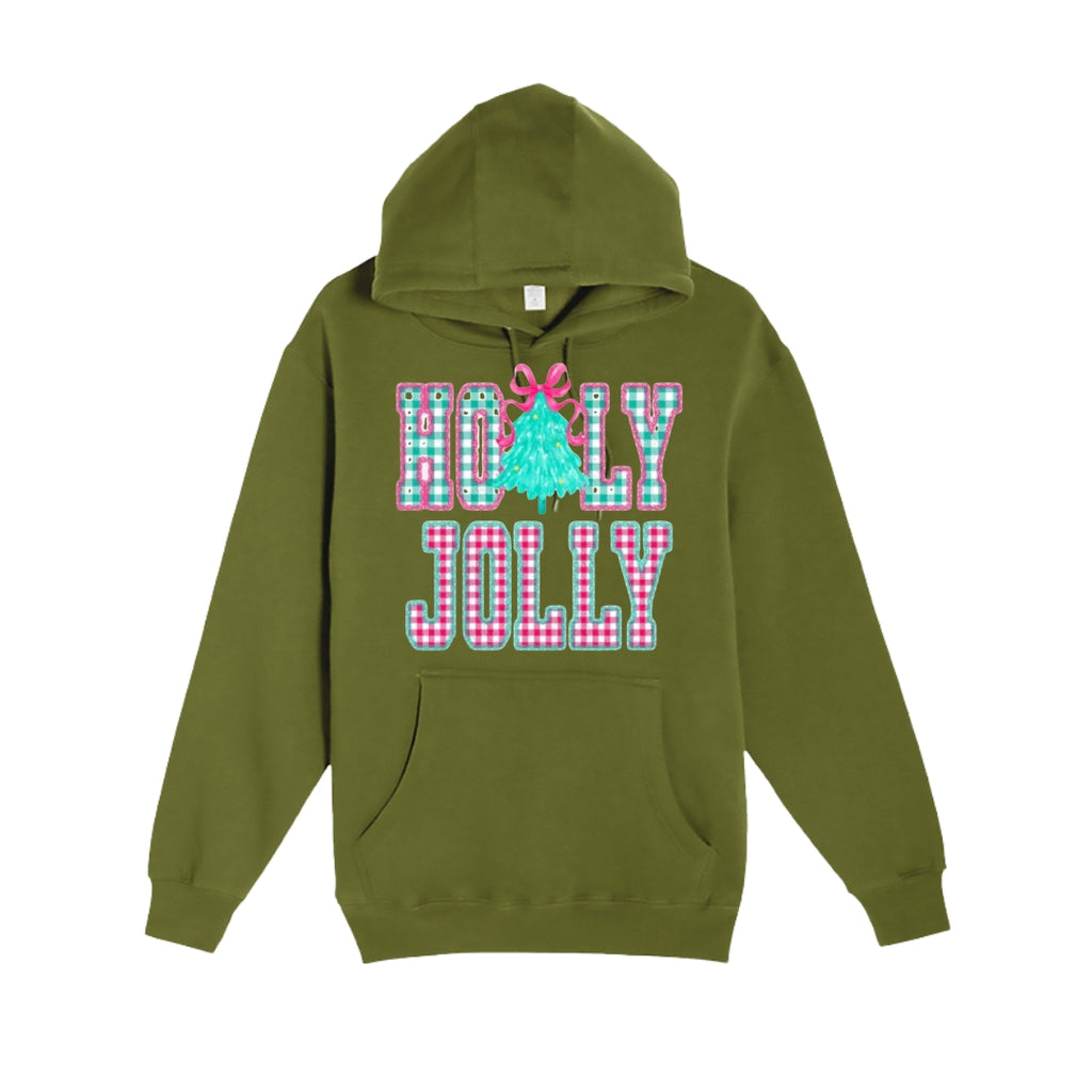 HOLIDAY HOODIE-Holly Jolly Gingham Christmas