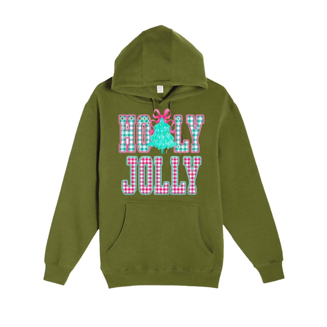 HOLIDAY HOODIE-Holly Jolly Gingham Christmas