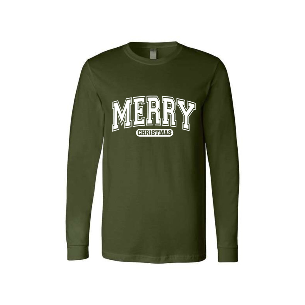 Minimalist Holiday Long Sleeves- Merry Christmas Graphic Apparel