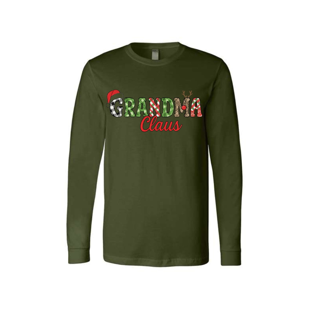 Holiday Long Sleeves- Grandma Claus Christmas Apparel – Fun Holiday Outfit for Festive Grandmas