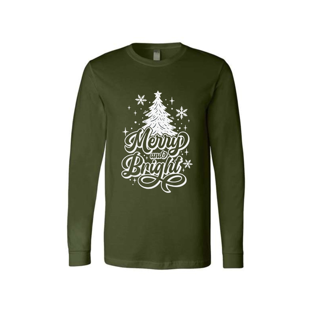 Holiday Long Sleeves- - Merry and Bright” Christmas Tree Design