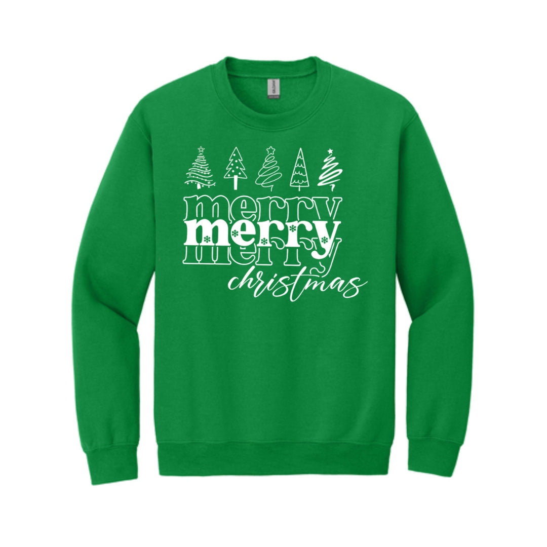 Holiday Crewneck Sweatshirt- Merry Merry Christmas Graphic Tee