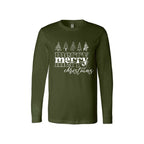Minimalist Holiday Long Sleeves-Merry Merry Christmas Graphic Tee