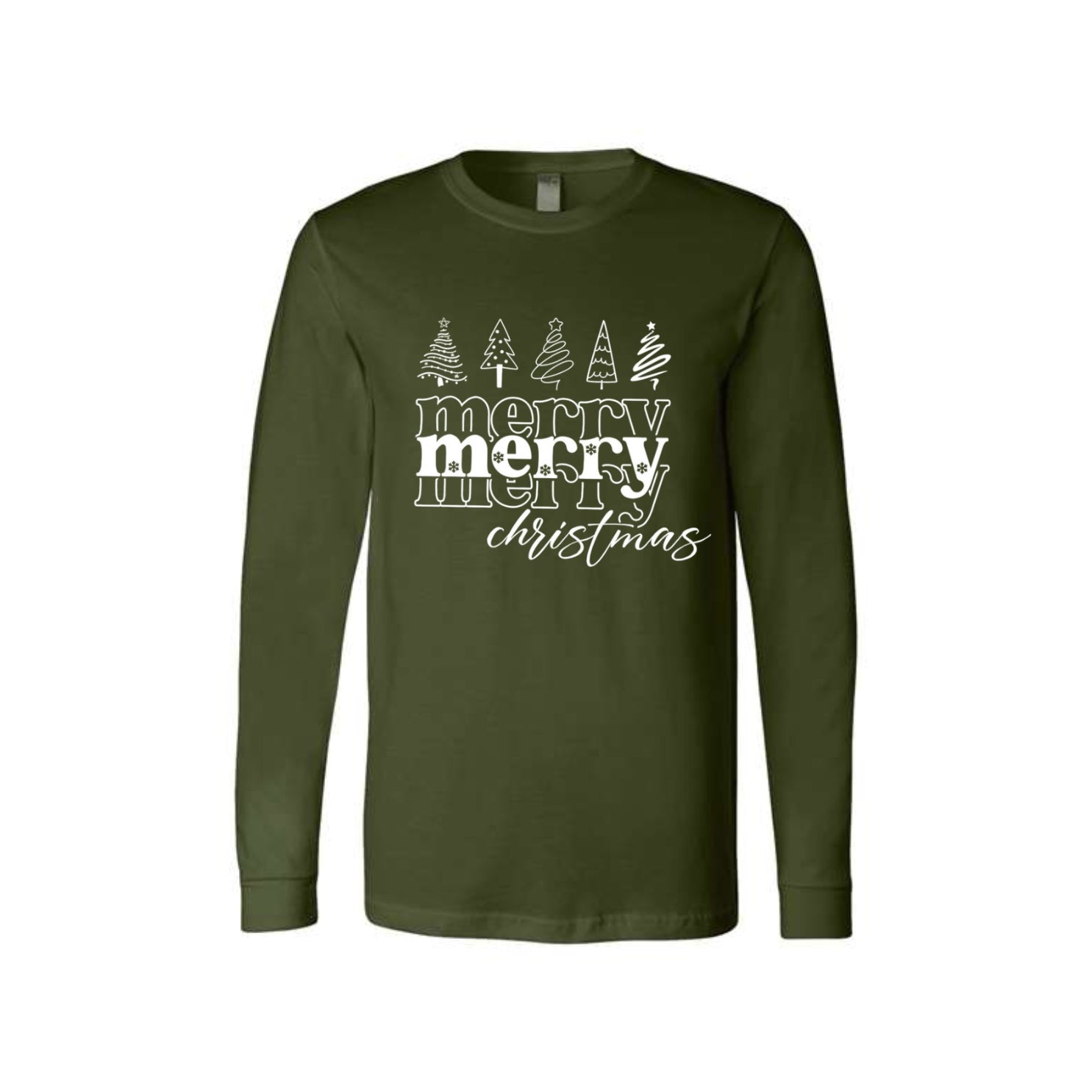 Minimalist Holiday Long Sleeves-Merry Merry Christmas Graphic Tee